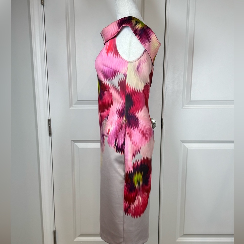 Ted Baker Mida Bardot Floral Sheath size 2 Off Shoulder Pink Fits Size 6 Wedding - Picture 3 of 10